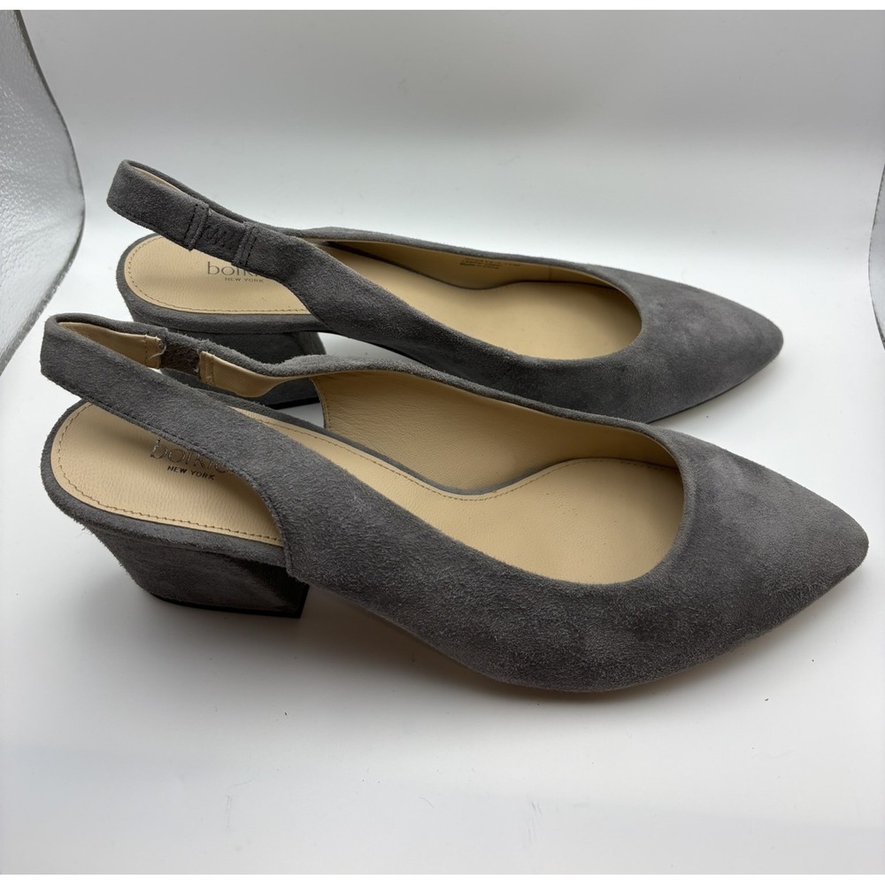 Botkier Shayla Grey Suede‎ Slingback Block Heel Pointed Toe Pumps 11M